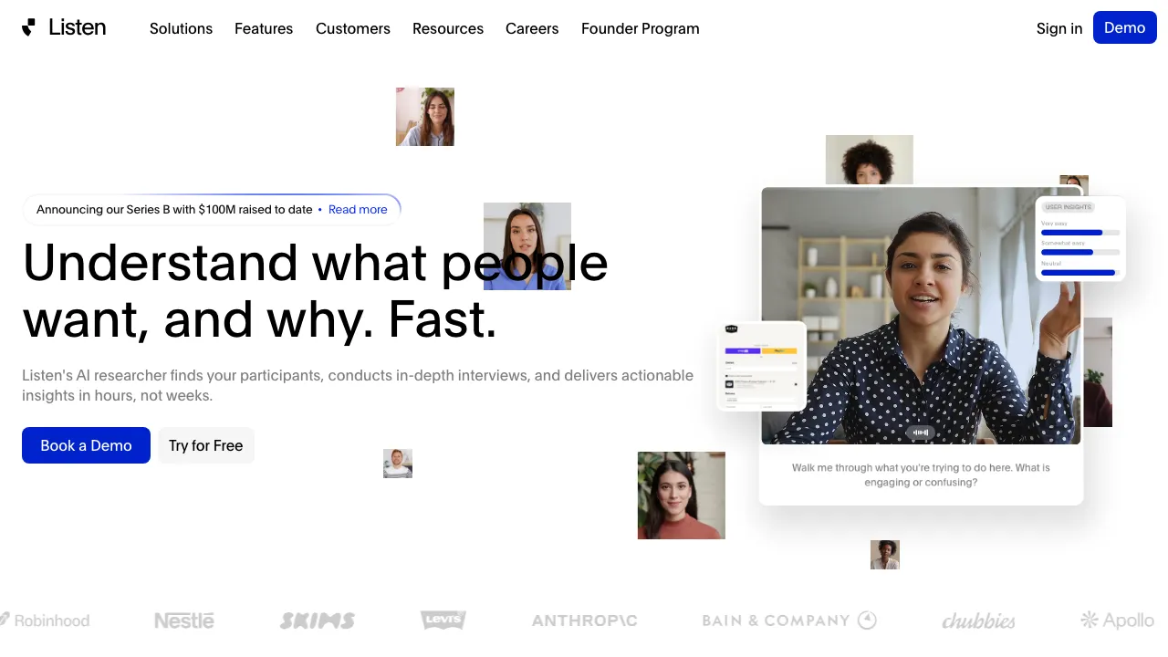 Listen Labs landing page