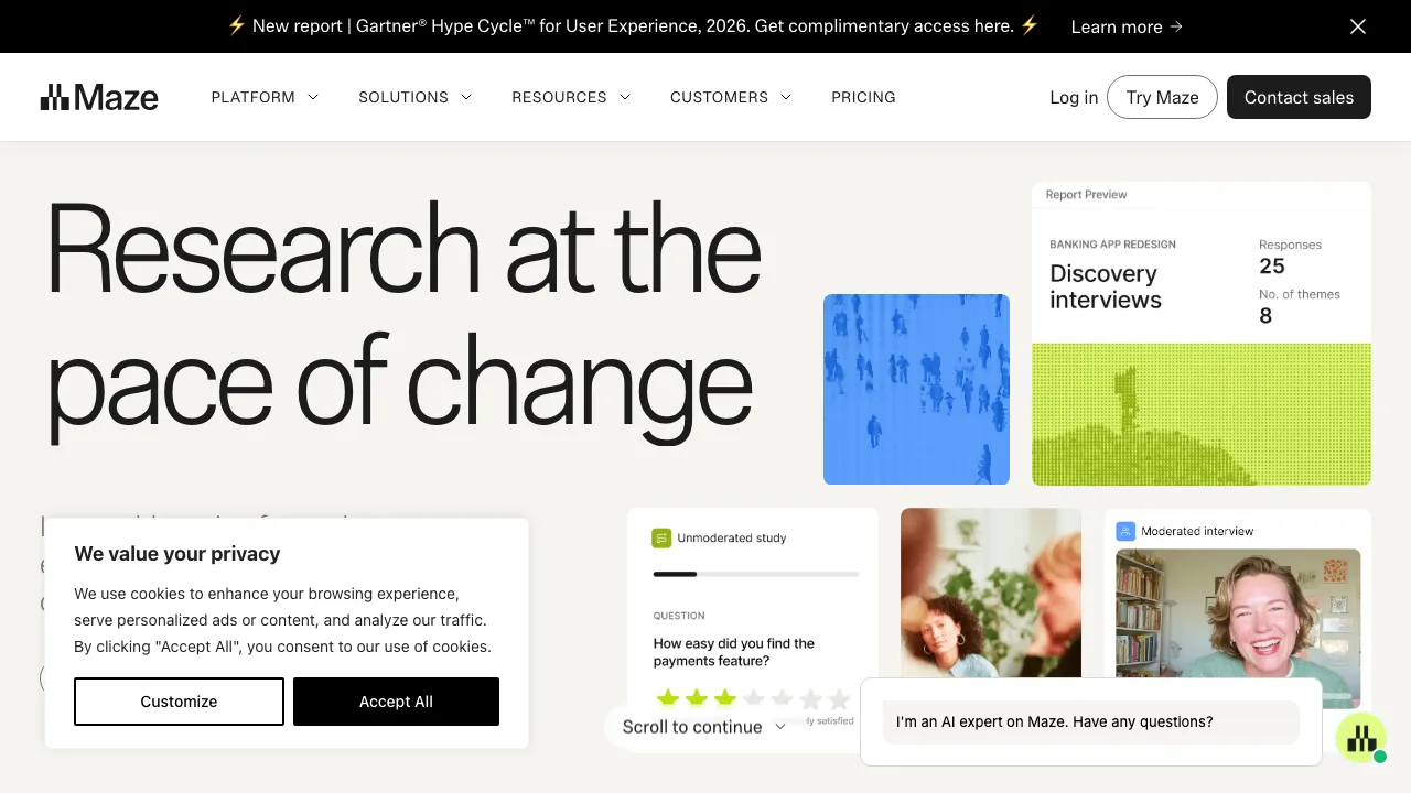 Maze landing page