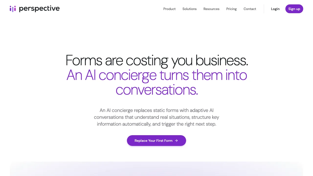 Perspective AI landing page
