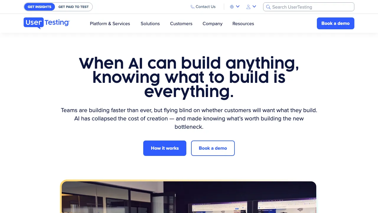 UserTesting landing page